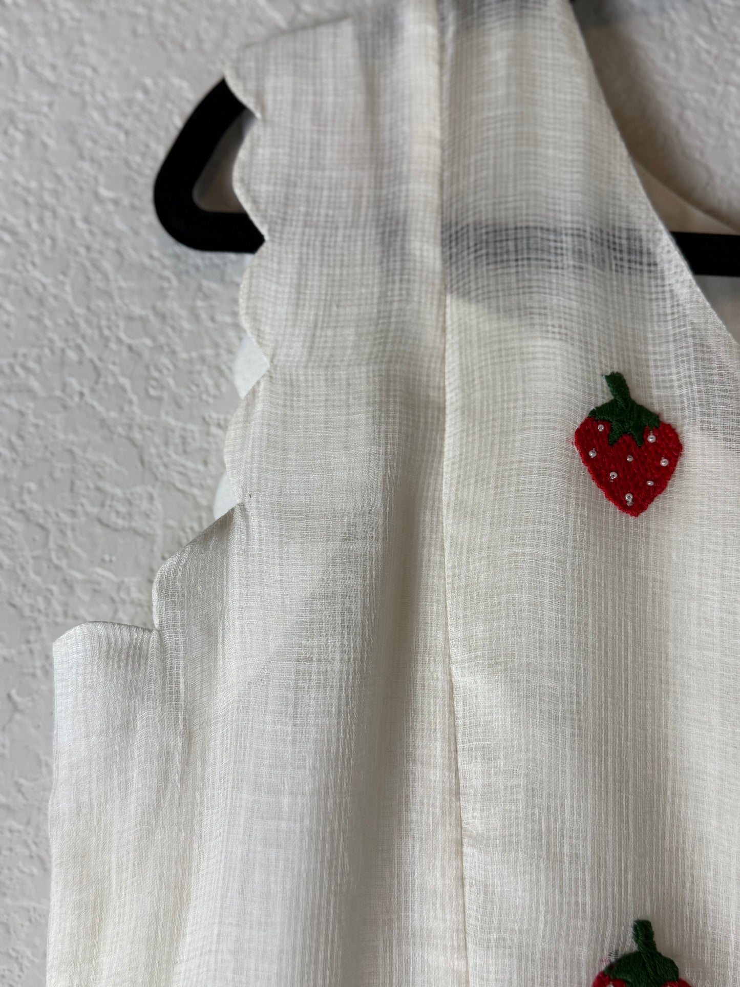 White Kota Embroidered Scalloped Sleeveless Dress