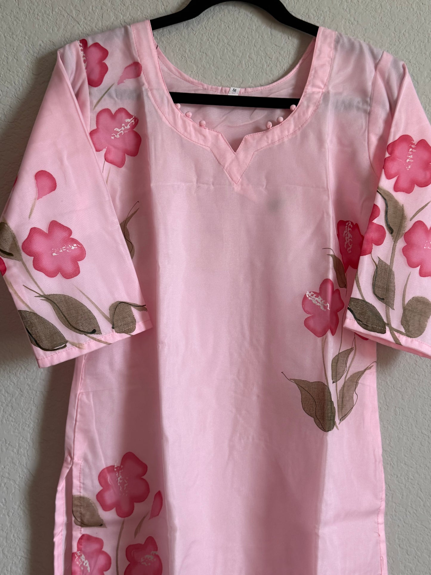 Light Pink Organza Handpainted Coord Set