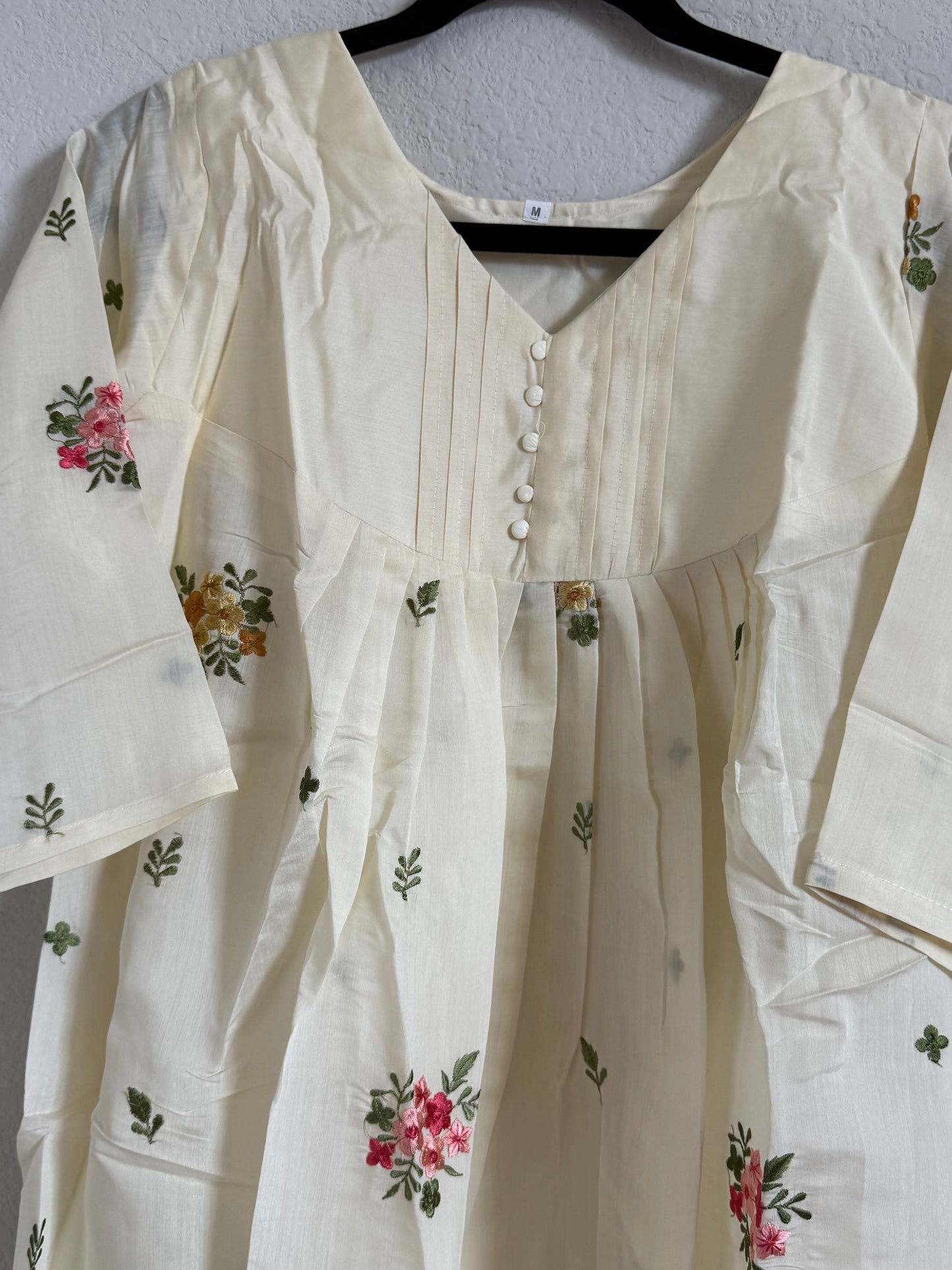 Half White Mul Chanderi A-line Kurti