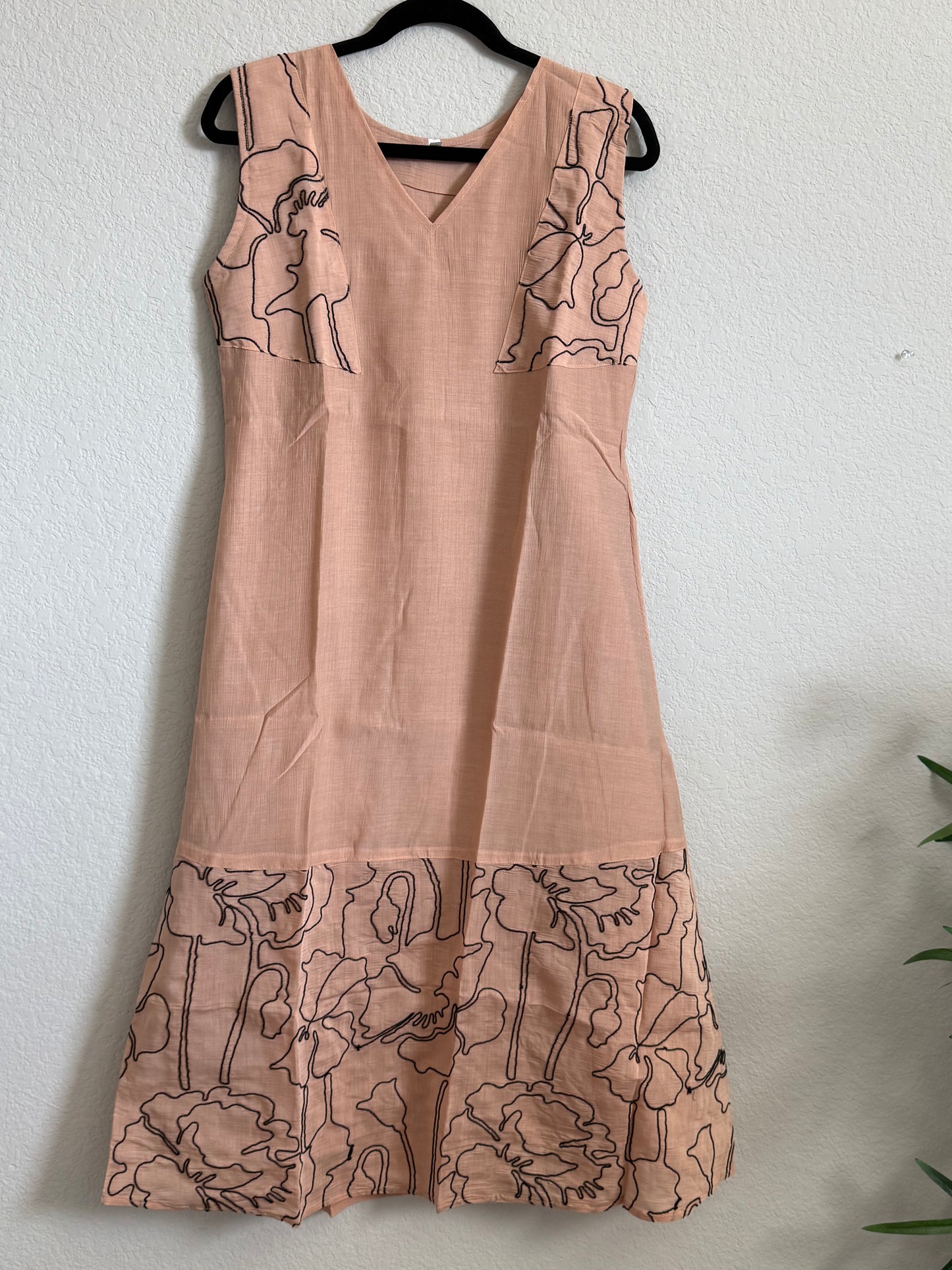 Peach Mul Chanderi Sleeveless A-line Dress