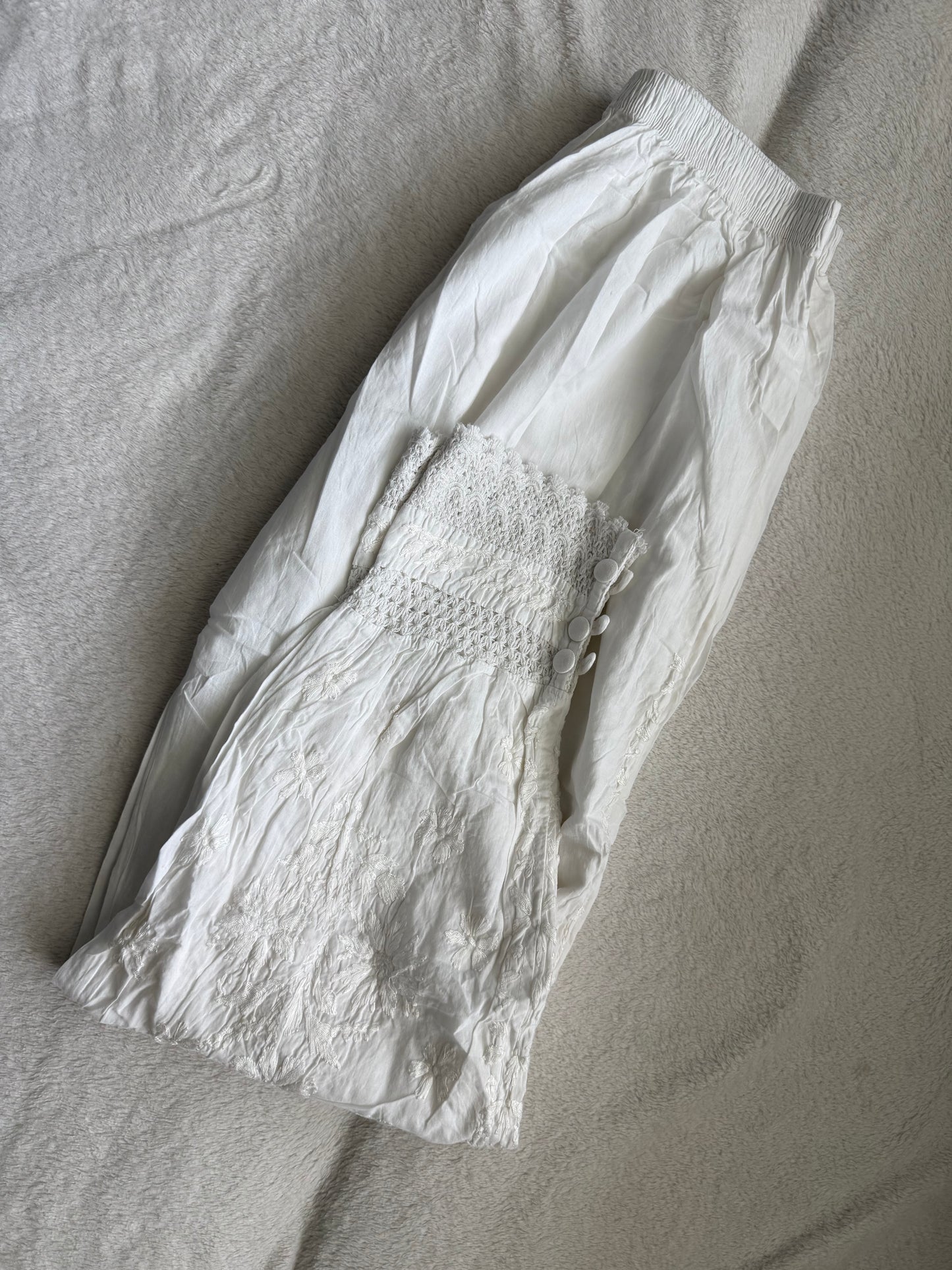 White Chikankari Farshi Salwar Pant - Button Detailing
