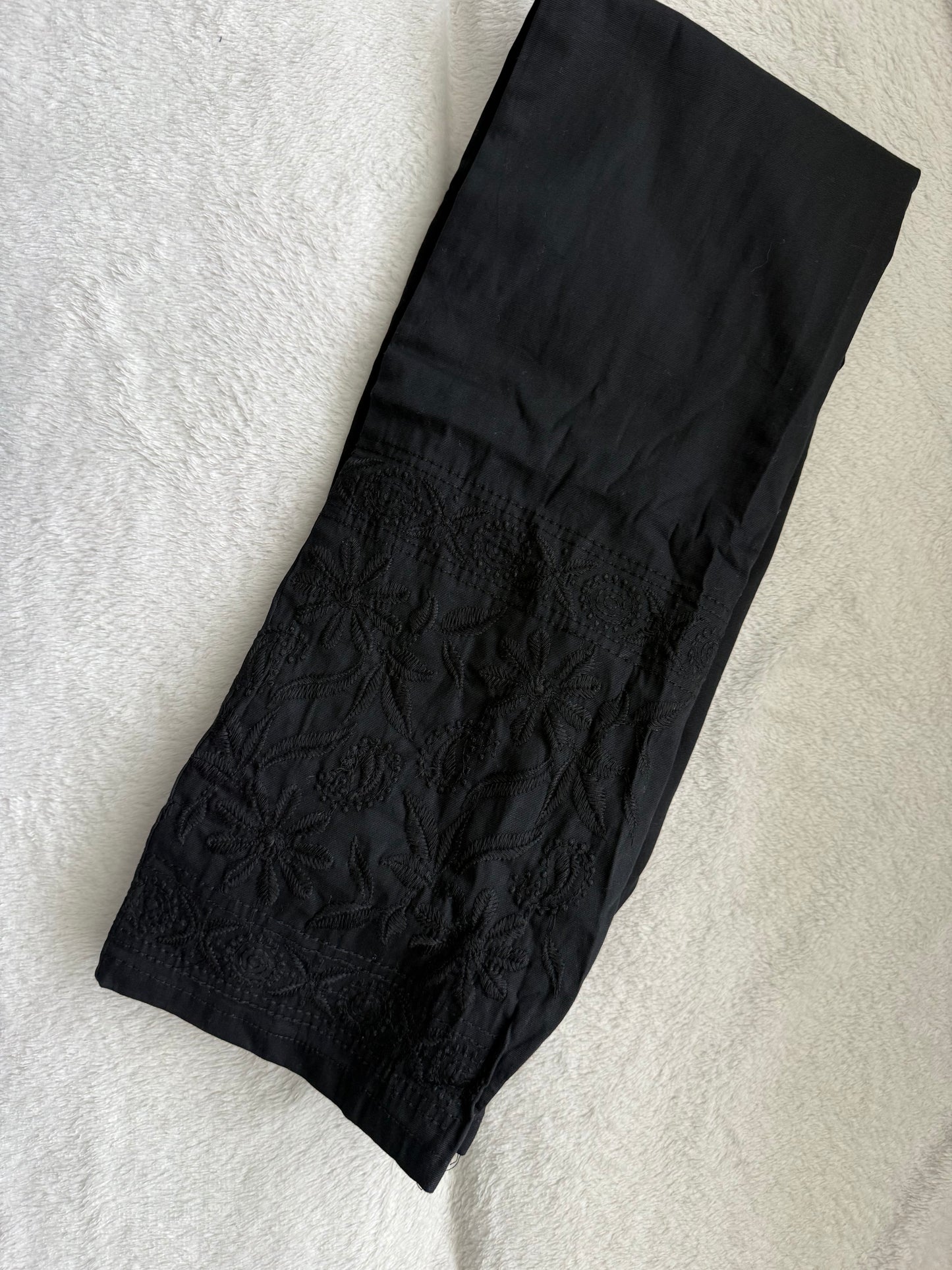 Black Chikankari Straight Cut Cotton Pant