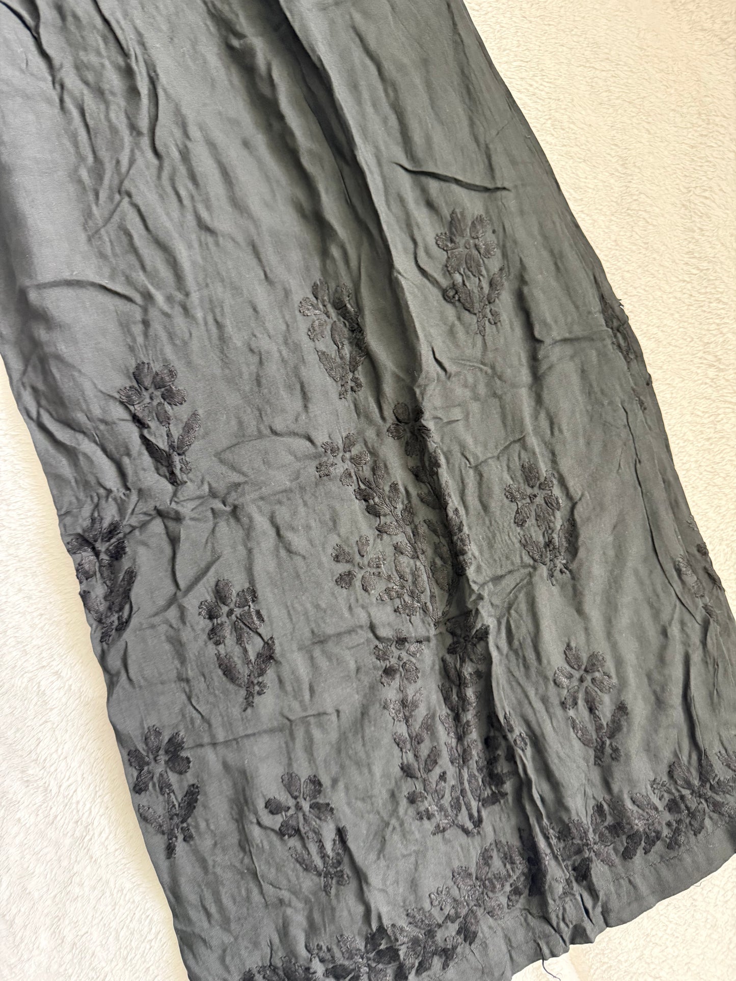 Black Chikankari Palazzo Rayon Pant