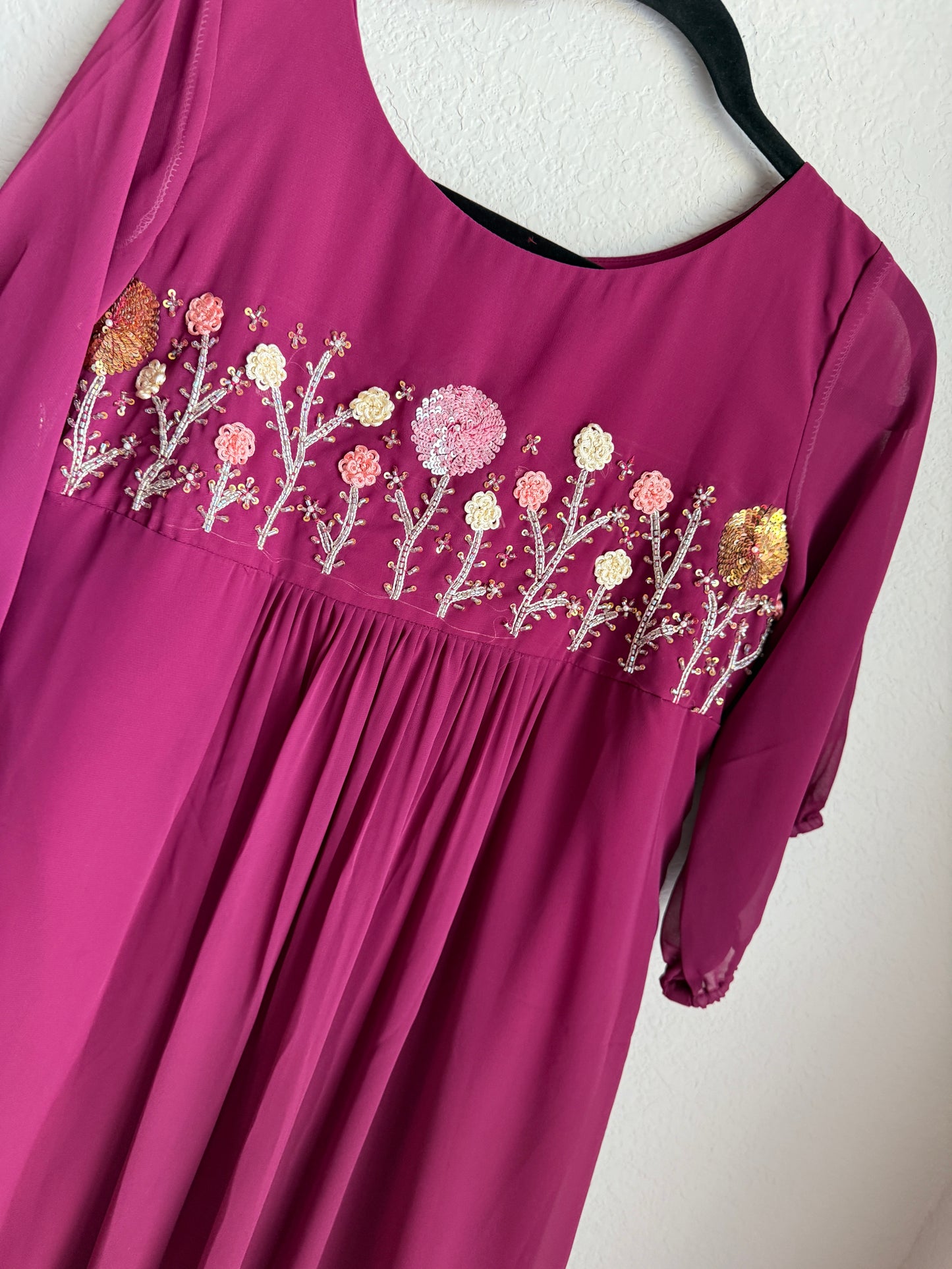 Magenta pink wine customized handwork tunic