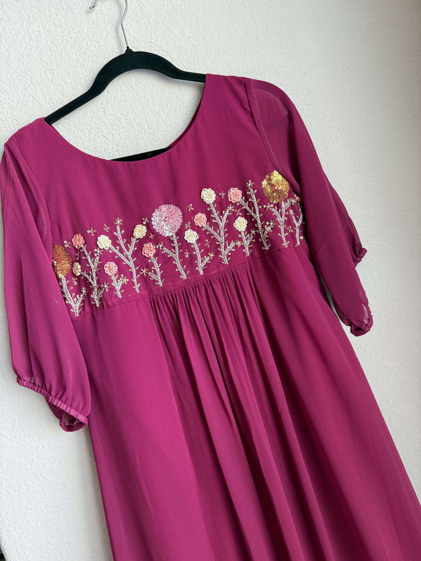 Magenta pink wine customized handwork tunic